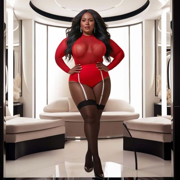 Plus Opaque Stockings Womens Queen Black or White Plain Top Thigh High Hosiery - Picture 6 of 12